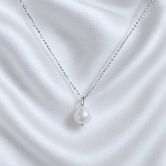 Salvatori Paris Fleur de Perle Silver Single Baroque Pearl Pendant Necklace