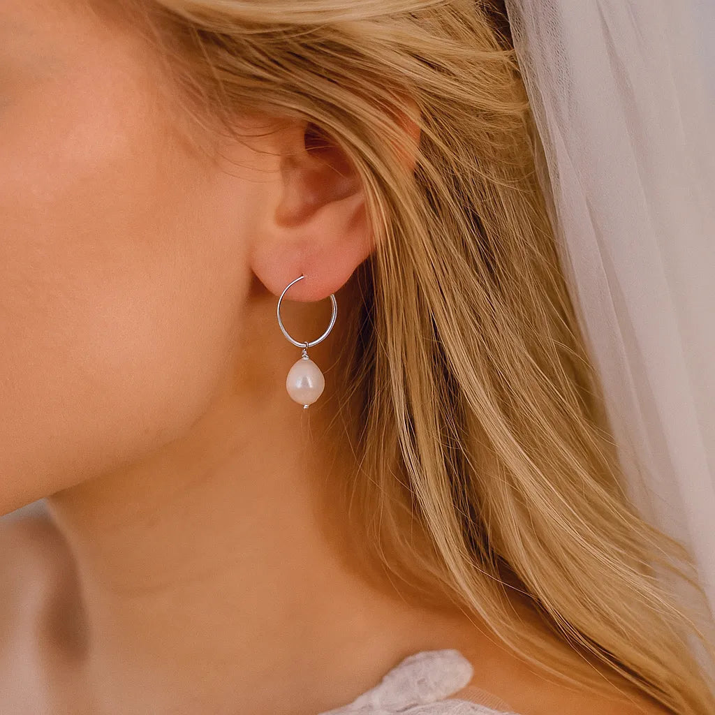 Salvatori Paris Lys Doré Silver Large Drop Pearl Earrings