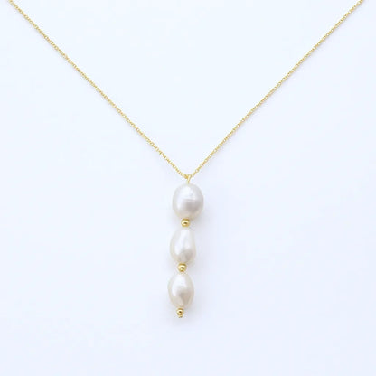Salvatori Paris Lueur d’Or Triple Drop Pearl Pendant Necklace