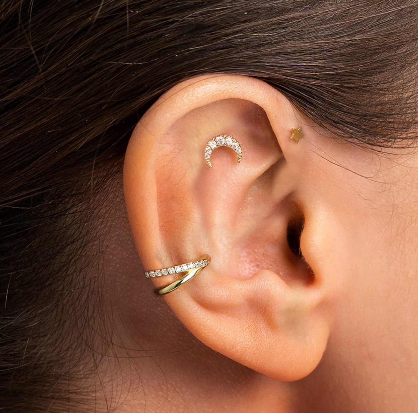 Salvatori Paris Moon Rook Piercing Cartilage Hoop Earring