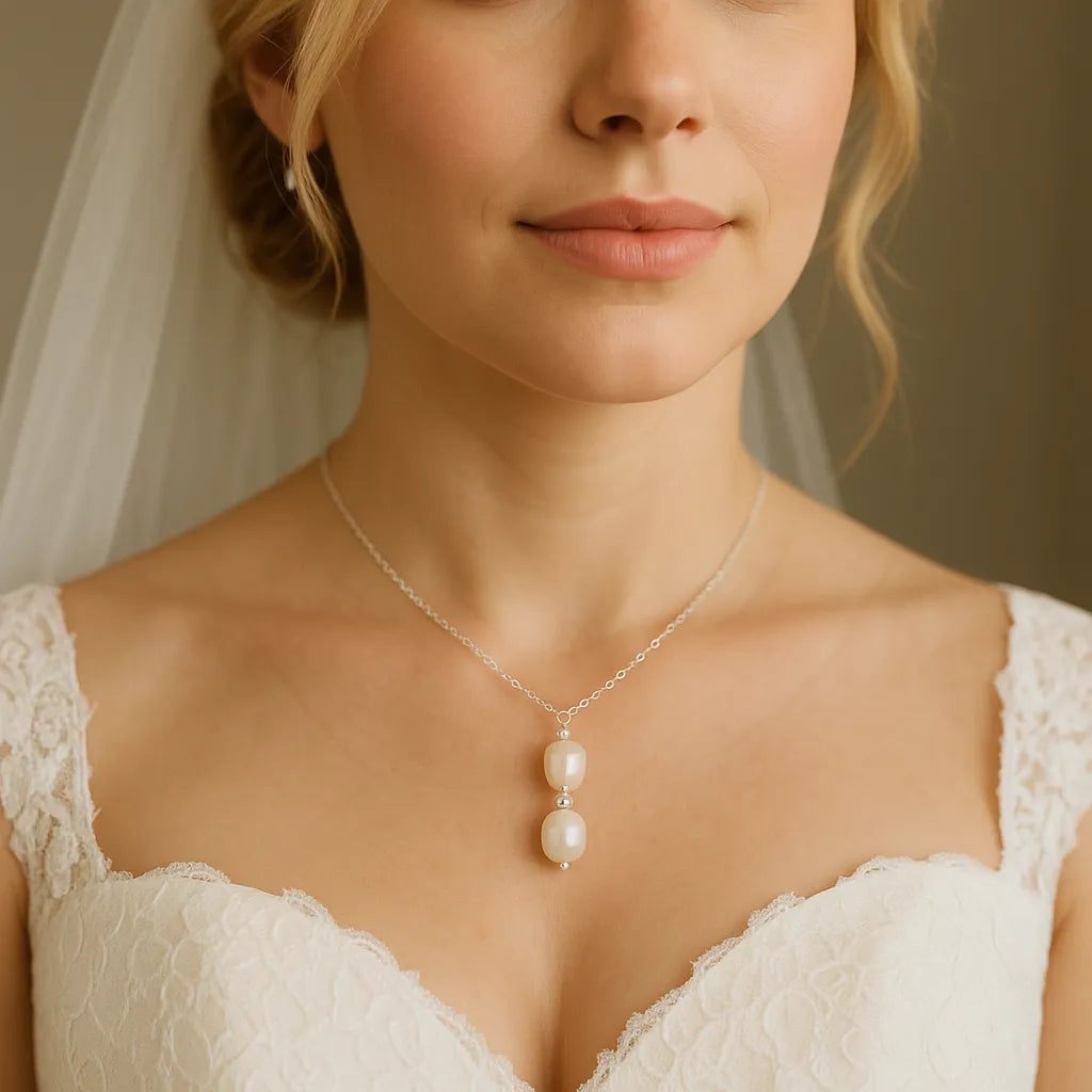 Salvatori Paris Solea Alba Silver Double Baroque Pearl Choker Necklace