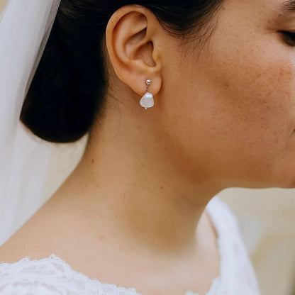 Salvatori Paris Vita Perlata Silver Stud Drop Earrings