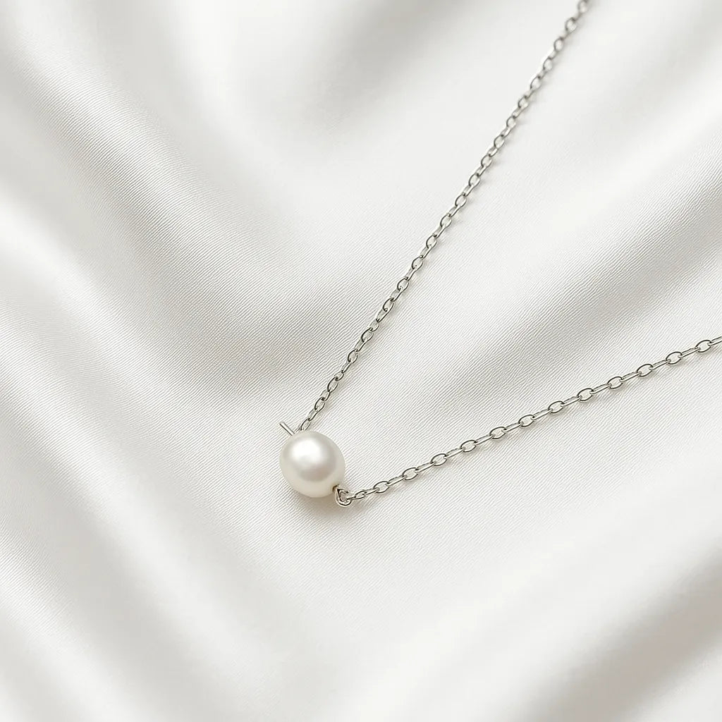 Salvatori Paris Clara Lux Silver Single Baroque Dainty Pearl Choker Necklace