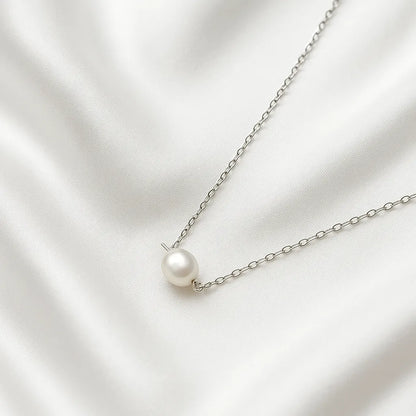 Salvatori Paris Clara Lux Silver Single Baroque Dainty Pearl Choker Necklace