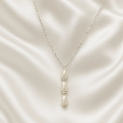 Salvatori Paris Lueur d’Or Silver Triple Drop Pearl Pendant Necklace