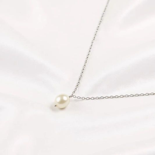 Salvatori Paris Voile d’Or Silver Single Classic Pearl Necklace