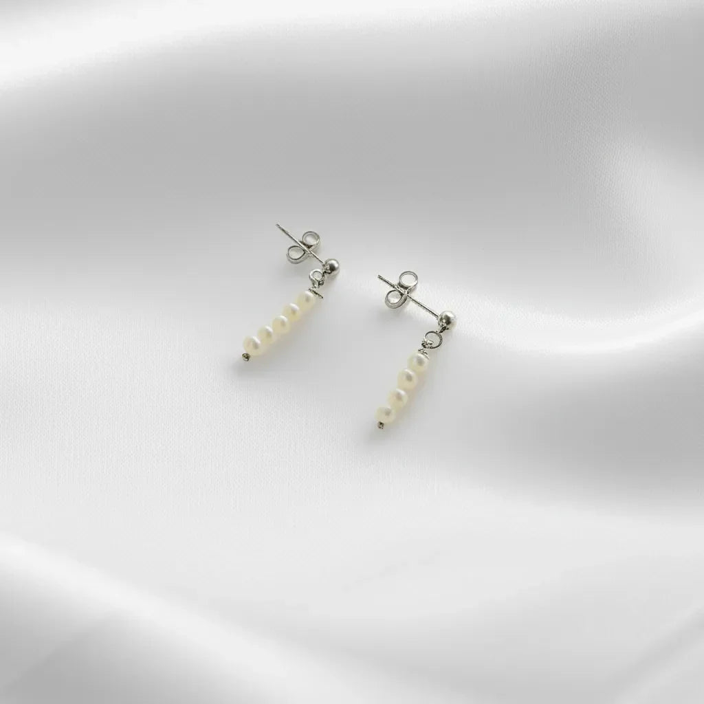 Salvatori Paris Lys Doré Silver Stud Drop Earrings