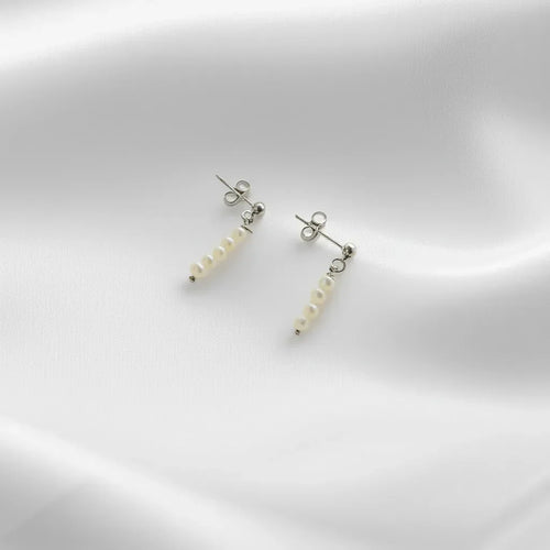 Salvatori Paris Lys Doré Silver Stud Drop Earrings