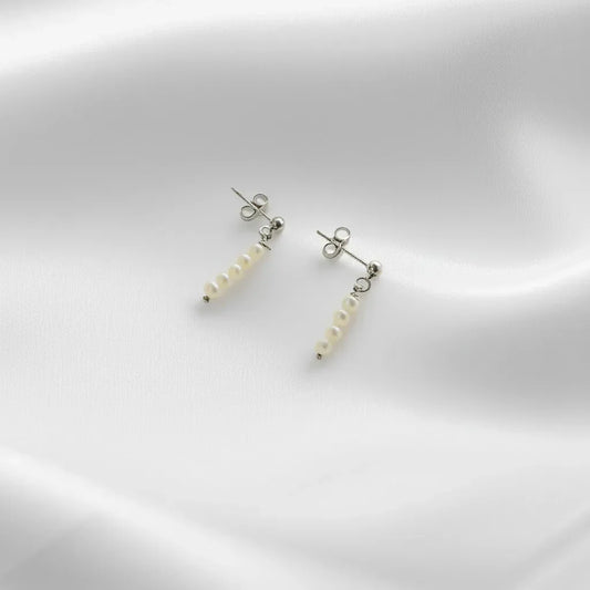 Salvatori Paris Lys Doré Silver Stud Drop Earrings