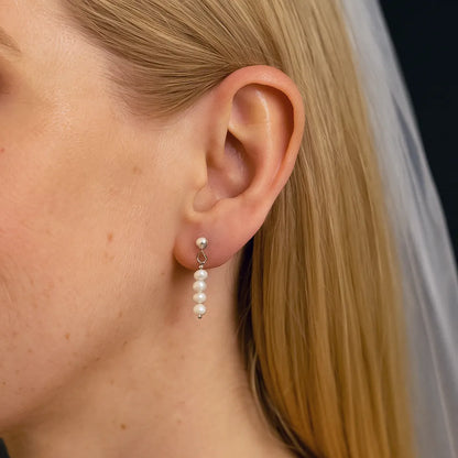 Salvatori Paris Lys Doré Silver Stud Drop Earrings