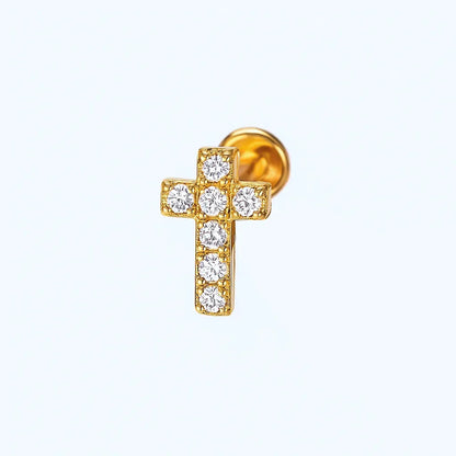 Salvatori Paris Cross Pendant Titanium Crystal Piercing