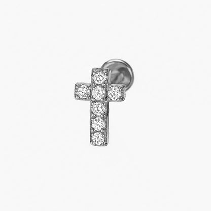 Salvatori Paris Cross Pendant Titanium Crystal Piercing