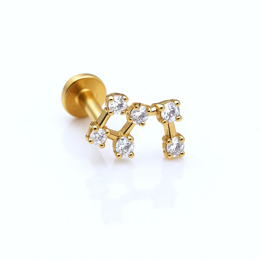 Salvatori Paris Zircon Constellation Labret Stud Titanium Crystal Helix Piercing