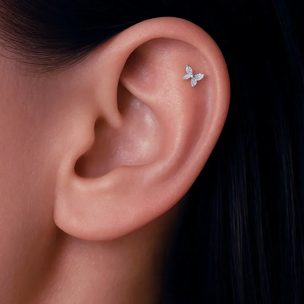 Salvatori Paris Butterfly Stud Titanium Crystal Piercing