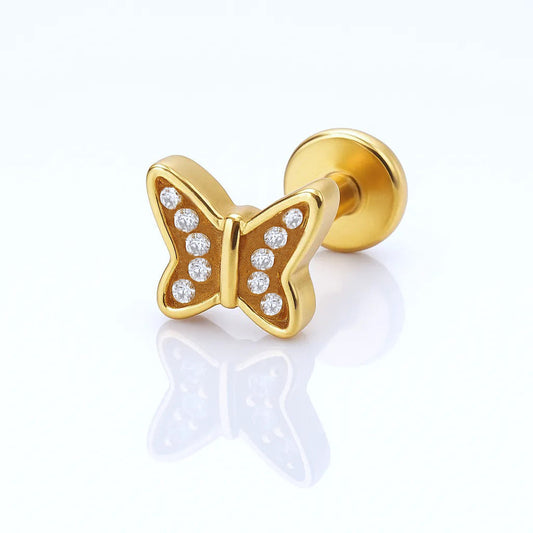 Salvatori Paris Tiny Crystal Butterfly Stud Titanium Piercing