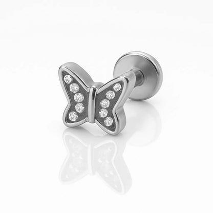 Salvatori Paris Tiny Crystal Butterfly Stud Titanium Piercing