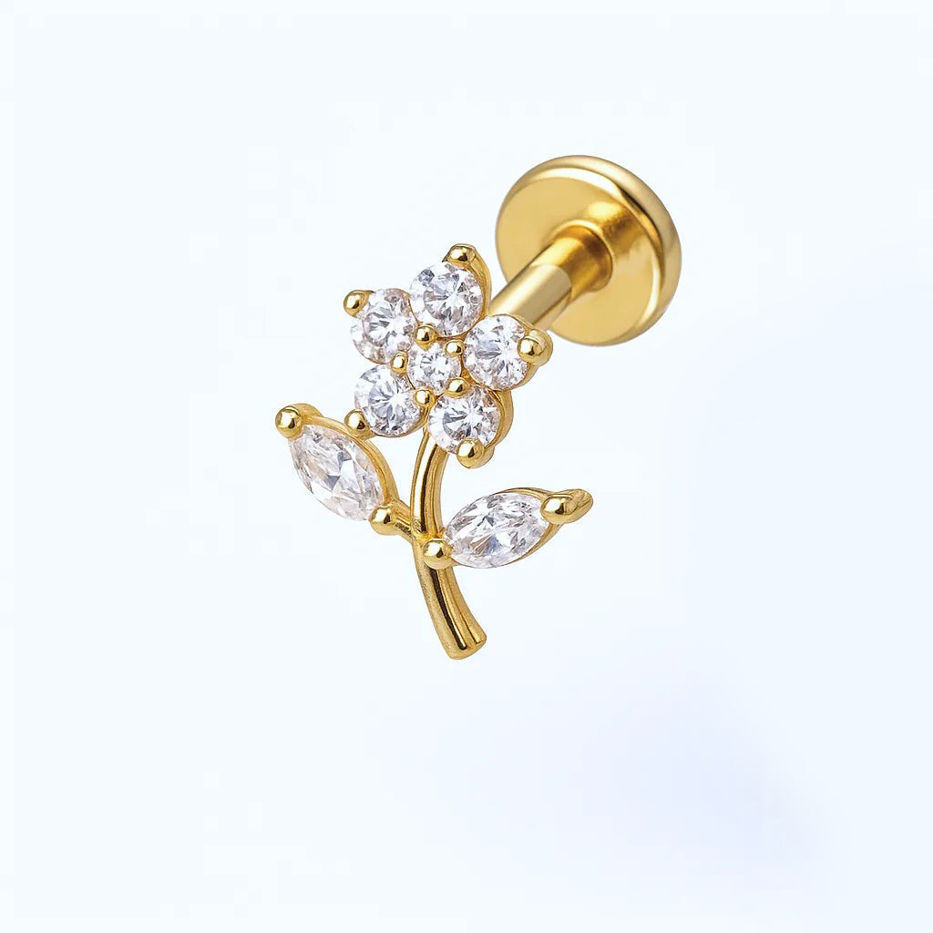 Salvatori Paris Crystal Flower Stud Titanium Piercing