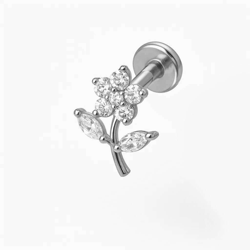 Salvatori Paris Crystal Flower Stud Titanium Piercing