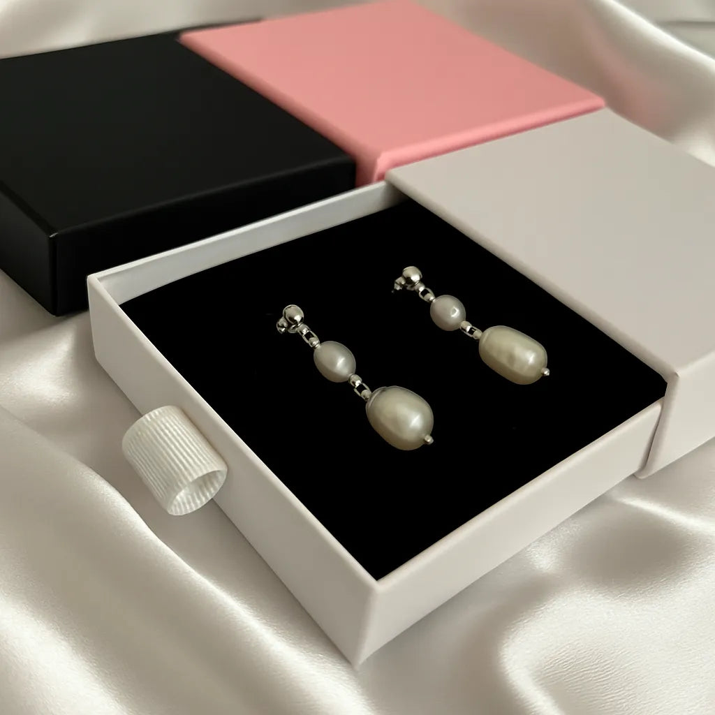 Salvatori Paris Silva Opale Silver Double Pearl Earrings