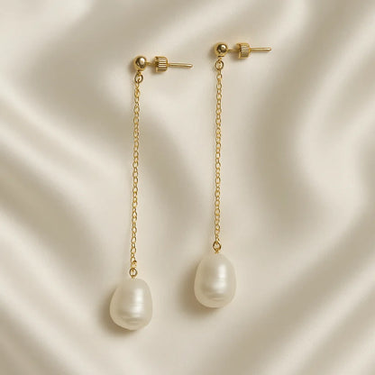 Salvatori Paris Douce Nuit Stud Long Pearl Drop Earrings