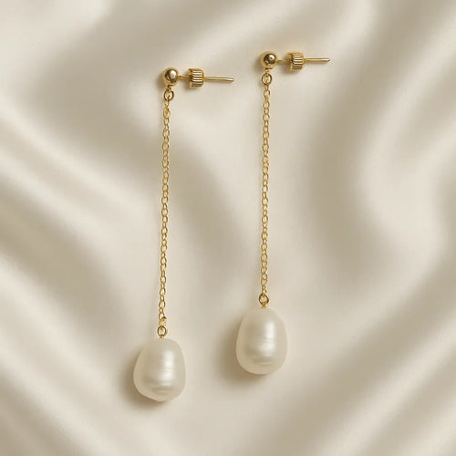 Salvatori Paris Douce Nuit Stud Long Pearl Drop Earrings