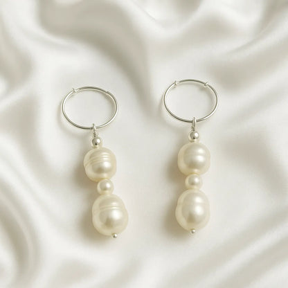 Salvatori Paris Saphire Nuit Silver Pearl Drop Earrings