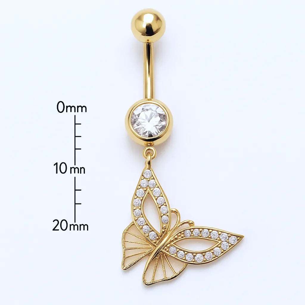 Salvatori Paris Surgical Steel Butterfly Effect Mask Design Belly Button Piercing