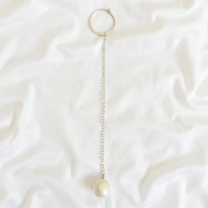 Salvatori Paris Silva Opale Silver Long Pearl Drop Earrings