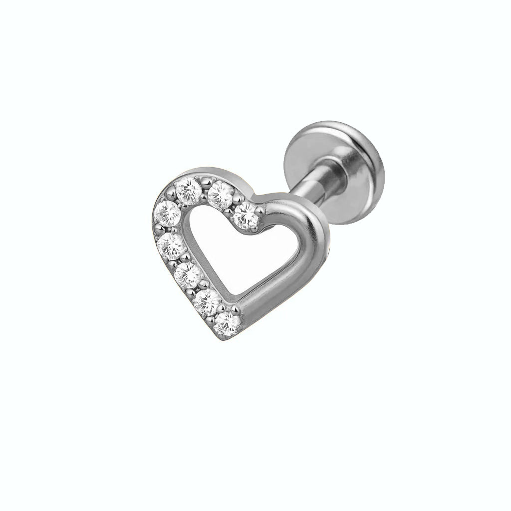 Salvatori Paris Crystal Heart Tiny Titanium Piercing