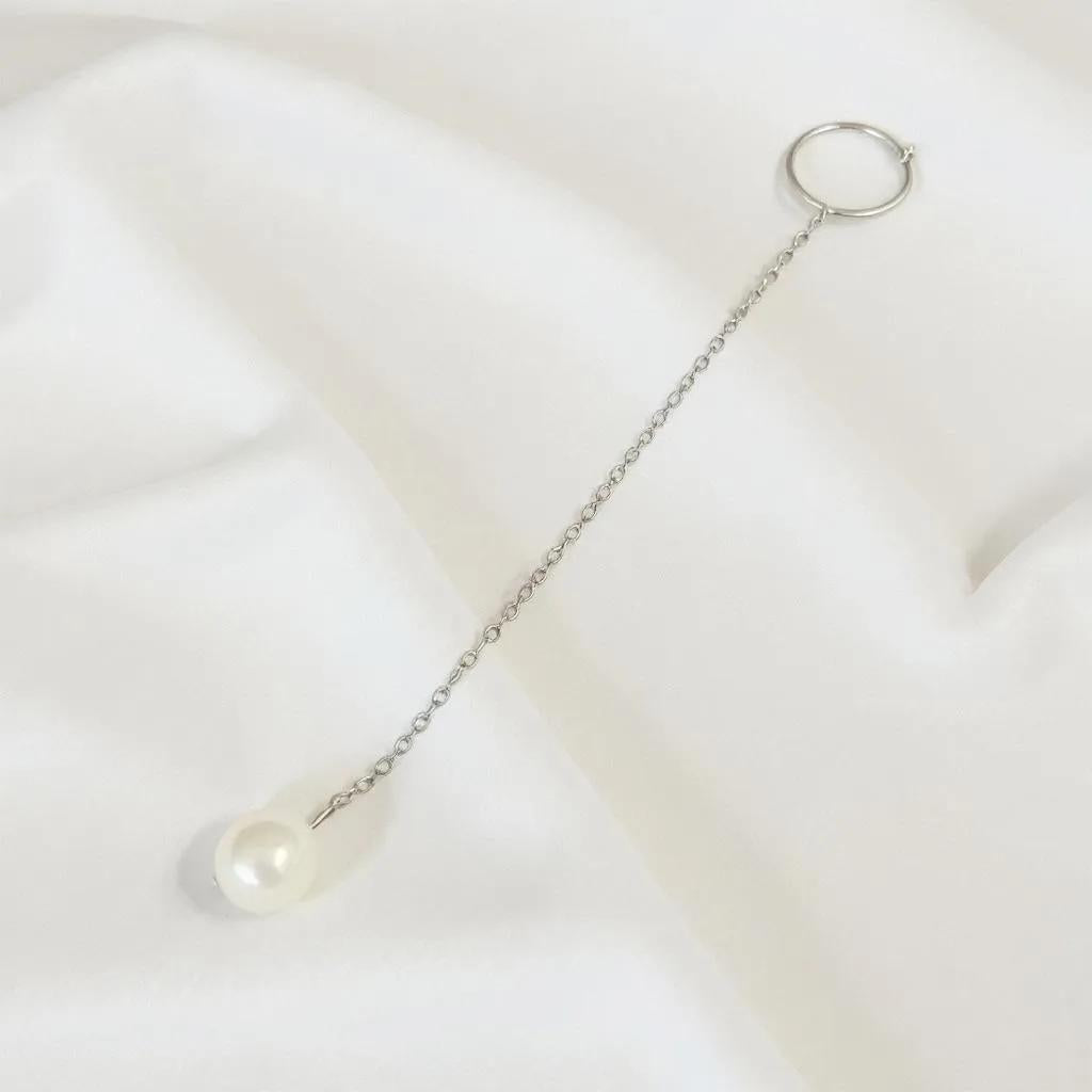 Salvatori Paris Silva Opale Silver Long Pearl Drop Earrings