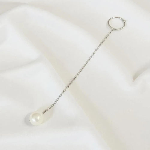 Salvatori Paris Silva Opale Silver Long Pearl Drop Earrings