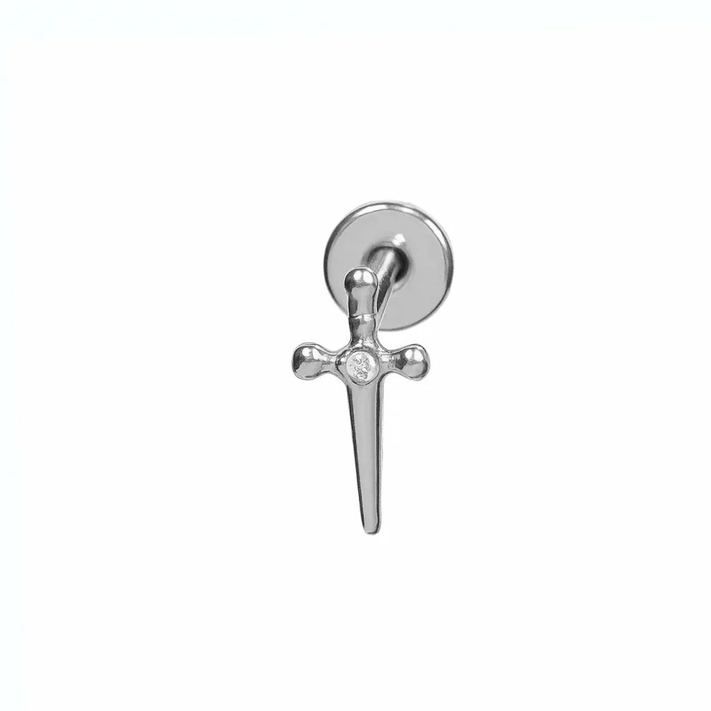 Salvatori Paris Cubic Zirconia Cross Charm Pendant Titanium Piercing