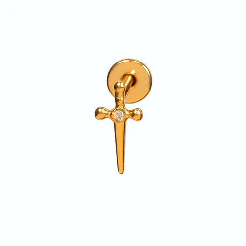 Salvatori Paris Cubic Zirconia Cross Charm Pendant Titanium Piercing