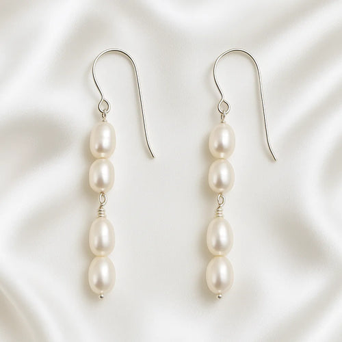 Salvatori Paris Solea Alba Silver Pearl Drop Earrings