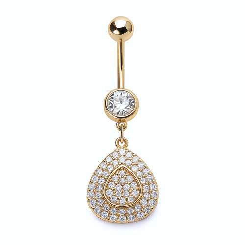 Salvatori Paris Gold Plated Surgical Steel Crystal Triangle Belly Piercing