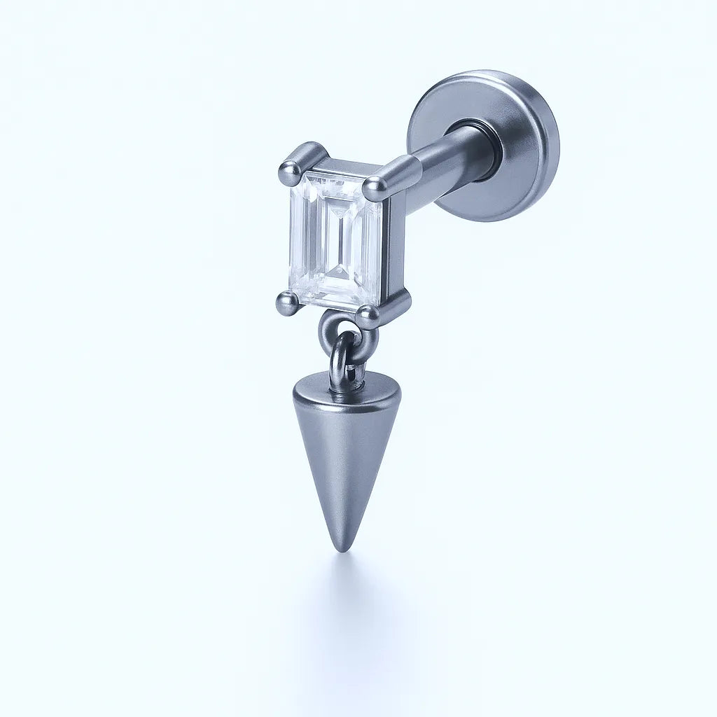 Salvatori Paris Crystal Dangle Arrow Drop Titanium Piercing