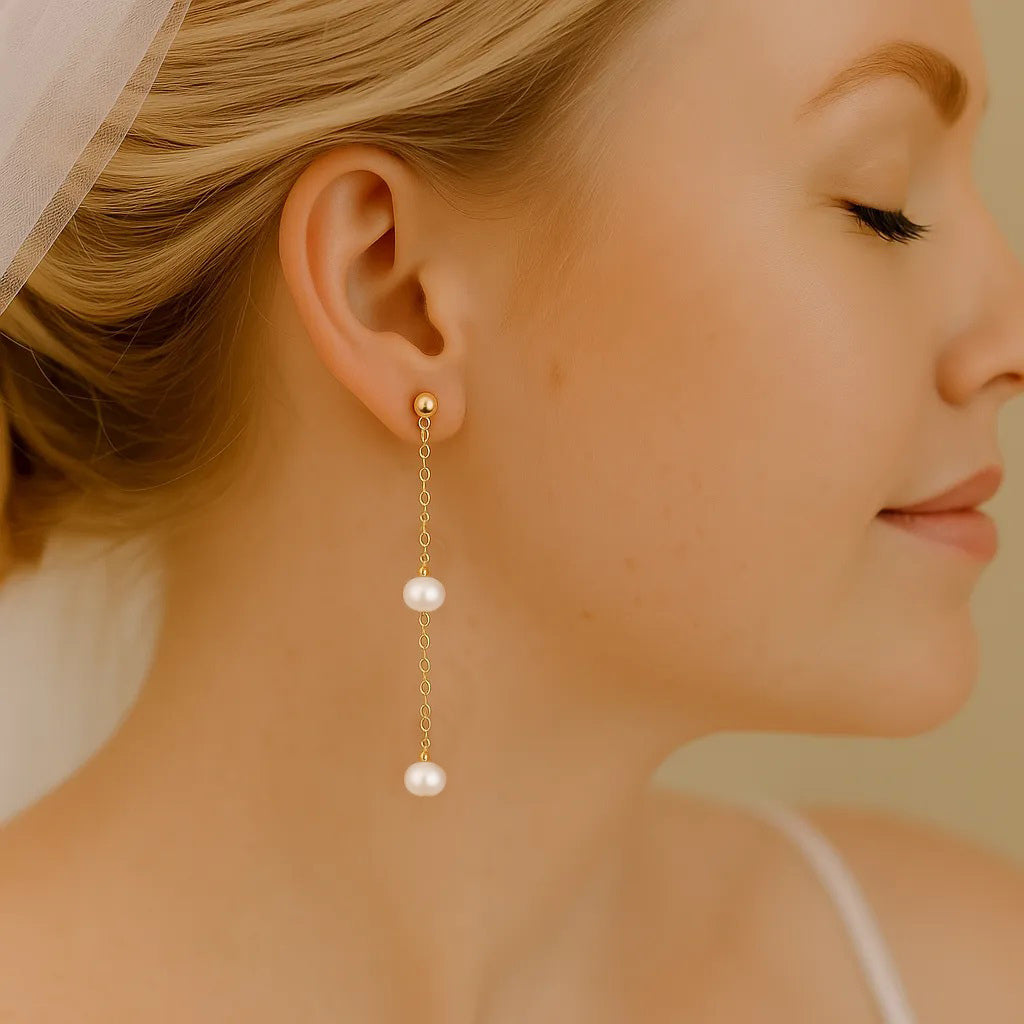 Salvatori Paris Douce Nuit Long Chain Pearl Drop Earrings
