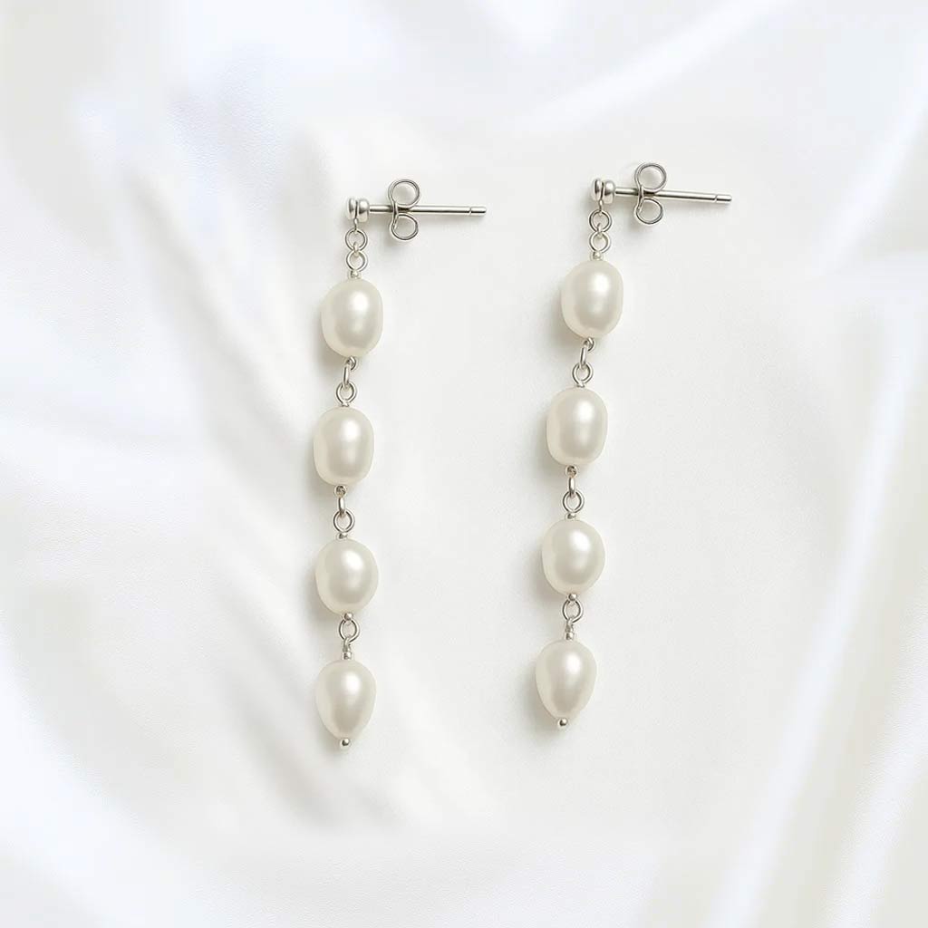 Salvatori Paris Solea Alba Silver Four Pearl Drop Earrings