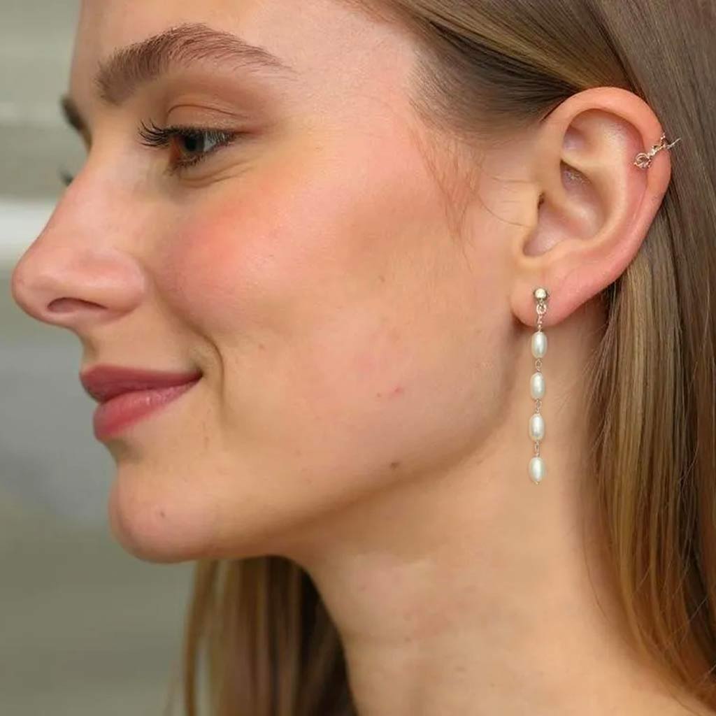 Salvatori Paris Solea Alba Silver Four Pearl Drop Earrings