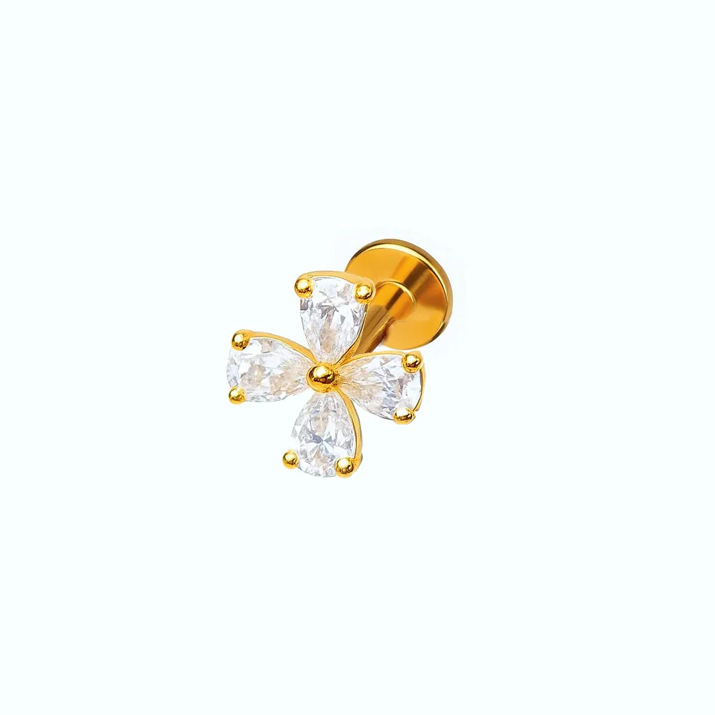 Salvatori Paris Cubic Zirconia Daisy Design Titanium Piercing