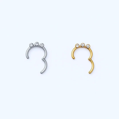 Salvatori Paris Three Crystal Clicker Daith Piercing and Clicker
