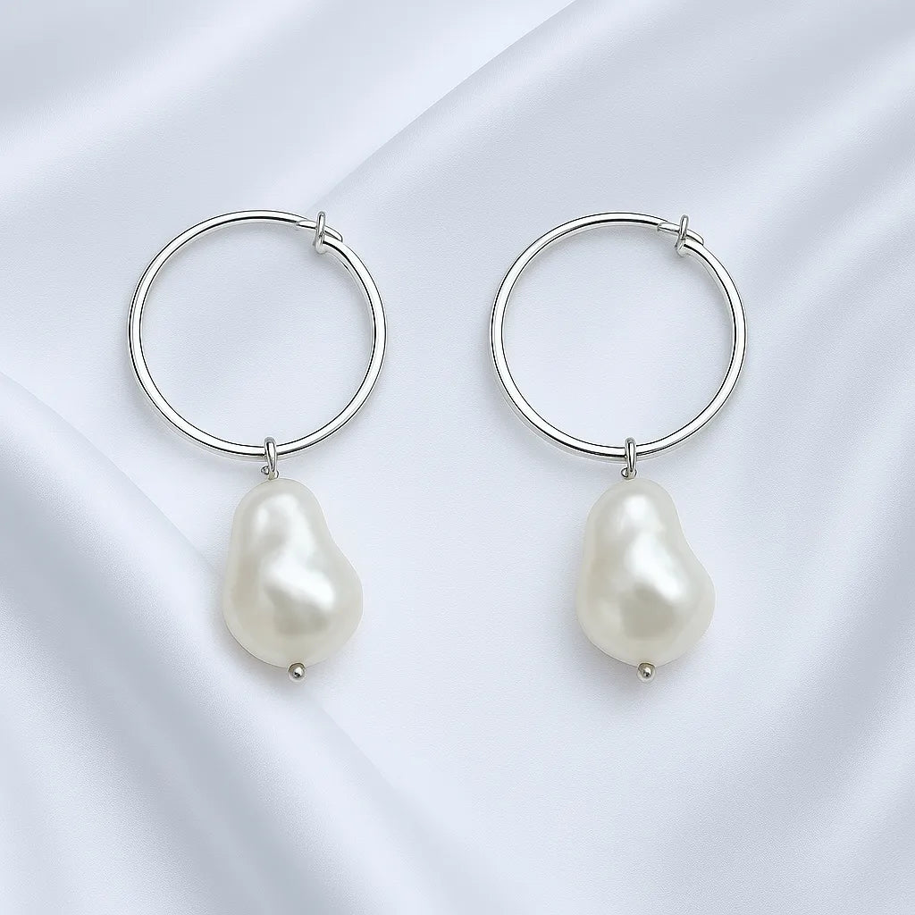 Salvatori Paris Lys Doré Silver Large Drop Pearl Earrings