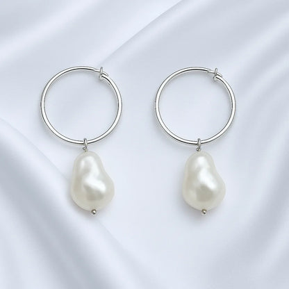 Salvatori Paris Lys Doré Silver Large Drop Pearl Earrings