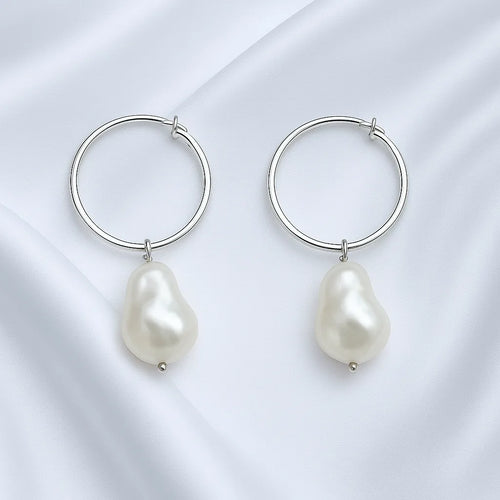 Salvatori Paris Lys Doré Silver Large Drop Pearl Earrings