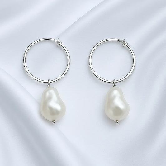 Salvatori Paris Lys Doré Silver Large Drop Pearl Earrings