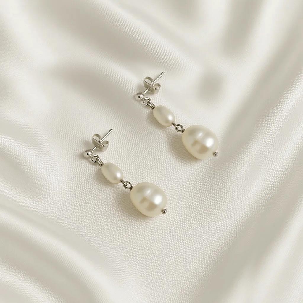 Salvatori Paris Silva Opale Silver Double Pearl Earrings