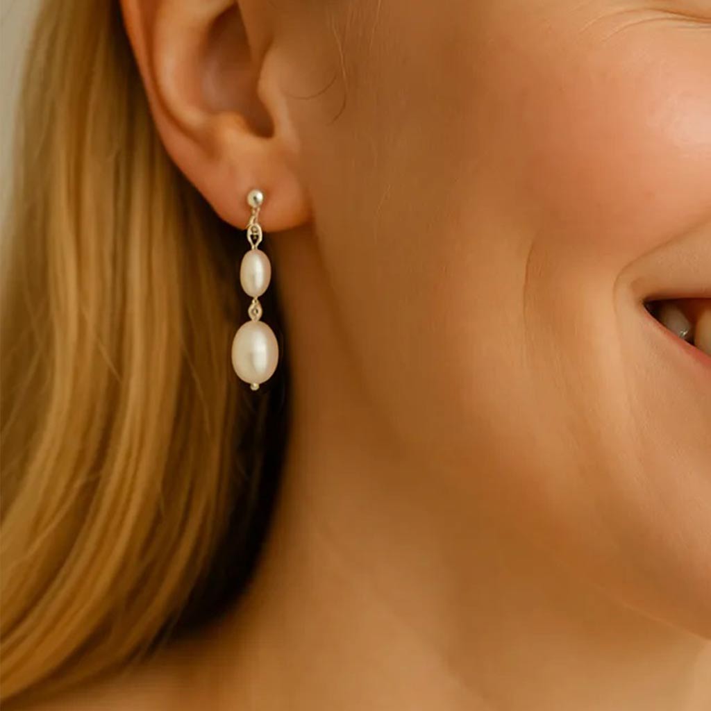Salvatori Paris Silva Opale Silver Double Pearl Earrings