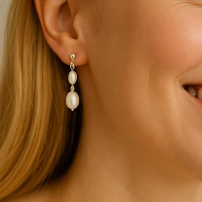 Salvatori Paris Silva Opale Silver Double Pearl Earrings