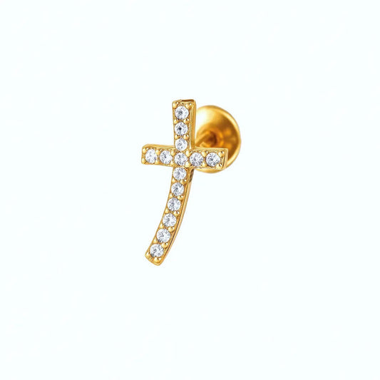 Salvatori Paris Cubic Zirconia Cross Charm Pendant Design Titanium Piercing