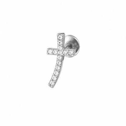 Salvatori Paris Cubic Zirconia Cross Charm Pendant Design Titanium Piercing